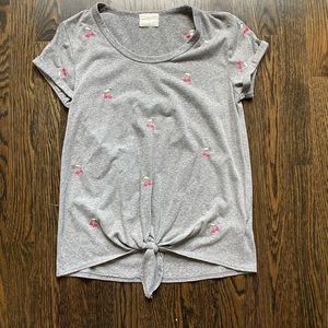 T.La Tie Front Embroidered Cherry T-Shirt